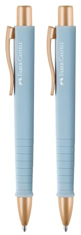 FABER-CASTELL 205093 – kulspetspenna poly boll sky blå, 2 stycken, med utbytbar XB-påfyllning, dokumentsäker