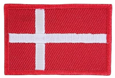 Dänemark Flagge klein Aufnäher zum aufbügeln oder aufnähen Bügelbild Aufbügler für Kleidung gestickter Bügelflicken Applikation Patch Größe 4,5 x 3,0 cm