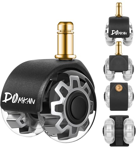 Domkan Ruote per sedia da ufficio, 10 x 22 mm set di 5 ruote di ricambio per pavimenti in moquette e parquet, resistenti ruote per sedie da ufficio, ricambio per tappetini di protezion