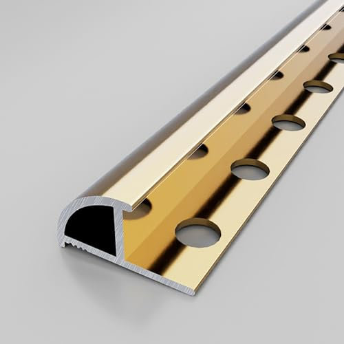 Fliesenprofil Lang 125CM*2 Stück Fliesenleisten Viertelkreisprofil Kantenschutz FüR Innenbereich, BüRo, Schule, Hotel(Gold,Dicke: 12.2 mm)