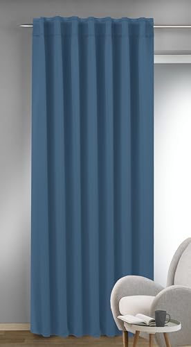 KAMACA Vorhang Verdunklungsgardine mit versteckten Schlaufen und Gardinenband Thermogardine Verdunklungsvorhang Schlafzimmer Wohnzimmer HxB 245x140 cm (BLAU - HxB 245x140 cm)