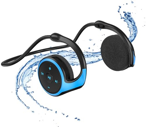 Mokeum Auriculares deportivos inalámbricos Bluetooth, Bluetooth 5.0 con banda para el cuello alrededor de la cabeza, ligeros, plegables, inalámbricos, deportivos, a prueba de sudor, para gimnasio,