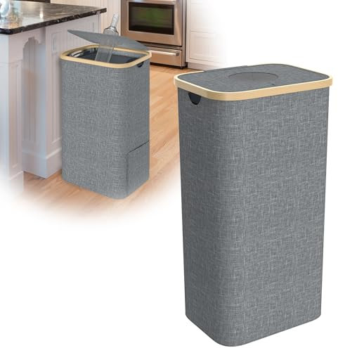 HENGMEI Botellas de depósito de 100 l con tapa, recipiente grande con orificio, bolsa de transporte, botellas de depósito, cesta de lavandería, soporte para bolsas de basura, contenedor vacío,