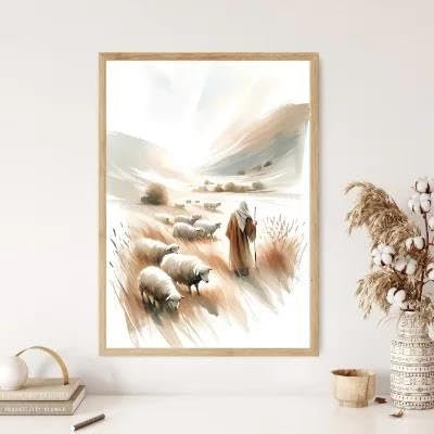 Yocheng Paraboles de Jésus Affiche Croyants Chrétiens Aquarelle Peinture Impression Sur Toile Porche Maison Mur Art Décoration Peinture Suspendue 60x90cm sans cadre