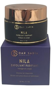 Bästa ansiktsmask NILA Face Face Powder NILA BIO PURE. Exfolierande och slät ansiktsskrubb. Exfolierande med NILA anti-fläckar vegansk brun flaska UV-glas 50 ml