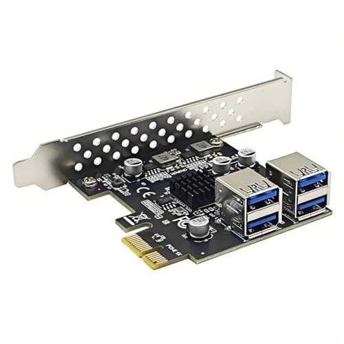 GREOHNMPAW Carte D'Extension PCI-E 1X vers 4 Ports USB 3.0 USB3.2 GEN1 5 Gbit/S PCI Express PCIe USB 3.0 HUB Adaptateur Carte Contrôleur