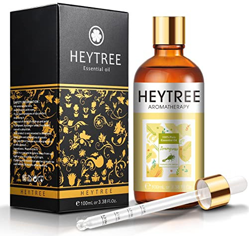 HEYTREE Ätherische Öle Zitronengrasöl 100ml - FÜR GANZKÖRPERKOMFORT Reines natürliches ätherisches Öl für SPA-Aromatherapie und Diffusoren - Summender Beastie