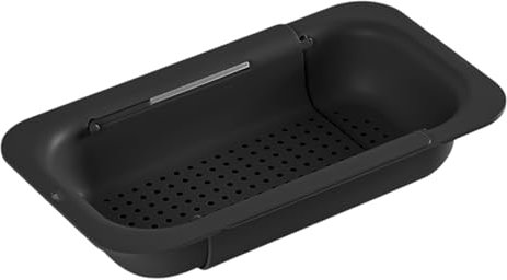 Anseom Escurridor Fregadero Extensible Colador para el Fregadero Escurre Pasta Cocida y Platos Secos Colador Sobre el fregadero colador para Fregadero Extensible Lavar Verduras y Frutas (Negro)