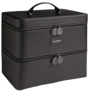 Pink Gellac Rangement Vernis a Ongle, Cuir PU & Velours - 35x23x30 cm | Organisateur Maquillage pour 40 Flacons de Vernis Gel, Lampe LED & Accessoires - Idéal Sac de Voyage & Pour la Maison