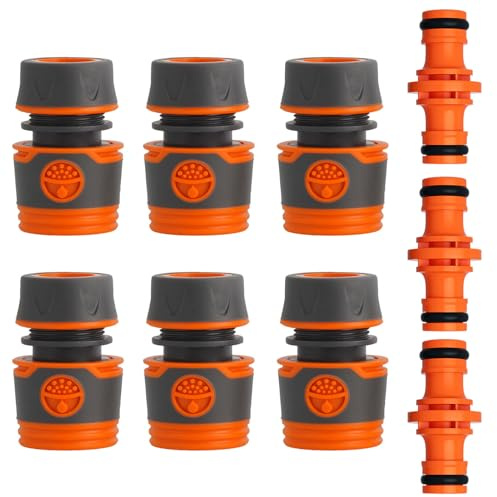 9 Stück Schlauchverbinder-Satz 13mm 1/2 Zoll,Schlauchverbinder Garden Set,Doppelstecker für Gartenschlauch,Schlauchverbind 13mm,Schlauchkupplung für Gartenbewässerung,for Garten und Haus Wasserhahn
