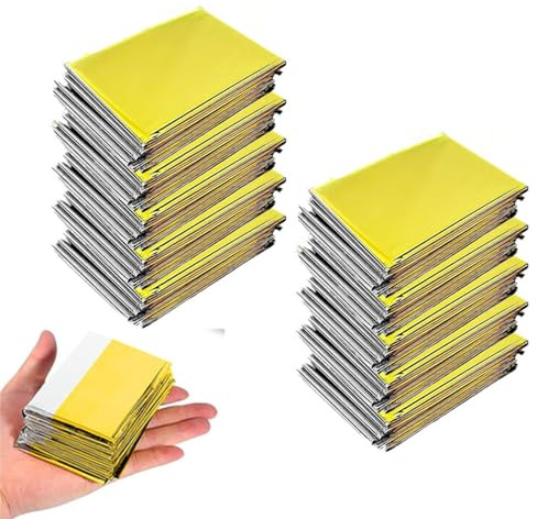 Granmagazz 10 Pezzi Coperta Termica Emergenza, Coperta Isotermica Oro Argento, Coperta Termica Sopravvivenza, per Salvataggio Protegge da Freddo, Calore e Vento, Pioggia, 160x210cm