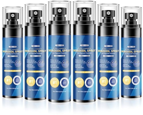 5% Minoxidil Spray for men-6 pack， Infused with Biotin, Hair Growth Treatment, Supports Thicker and Fuller Hair & Beard (21oz, 10 Month Supply)
