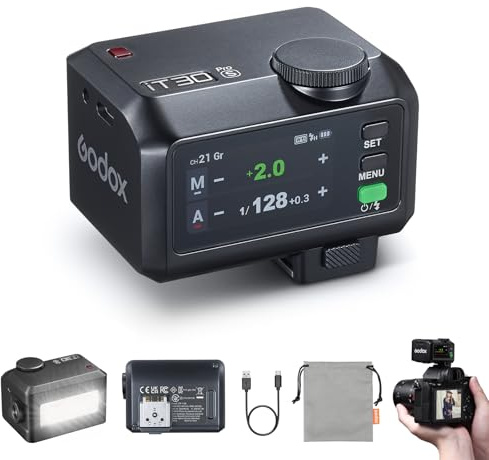 Godox iT30Pro S iT30Pro-S Flash for Sony, 2.4G Mini Sony Flash HSS 1/8000s, 560 Full Power Flashes, 2.8 Full-Color Touchscreen, Built-in Diffuser and Lithium Battery, TTL Auto-Exposure(Black)