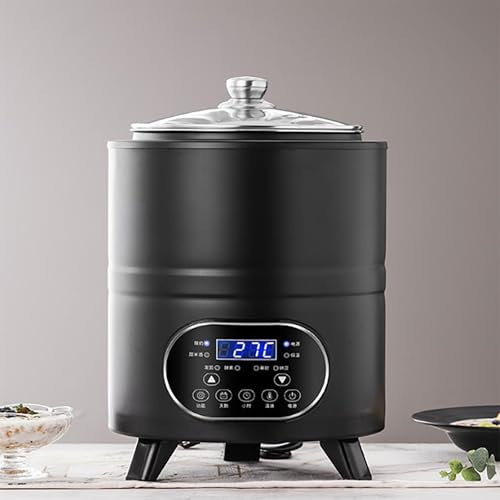Jidanmian Yaourtière Grecque Professionnelle avec Couvercle Anti-poussière Transparent, yaourtière multifonctionnelle et Efficace pour la Fermentation du Yaourt, du natto(Black,8L)