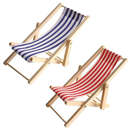 2 Stück Mini Liegestuhl Deko Klein,Hölzerner Strandkorb Miniatur Gartenmöbel,Strand Deko Miniatur Set Miniatur Deko Für Strand-Mikrolandschaft Gartenmöbel Lustige DIY Zuhause