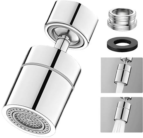 1 PCS Wasserhahn Aufsatz Schwenkbar 360° Drehbarer Wasserhahn,Mit zwei Strahlarten,Wasserhahnaufsatz,WasserhahnAufsatz Küche,22mm und 24mm Gewinde Luftsprudler Aufsatz für Küchen Bad