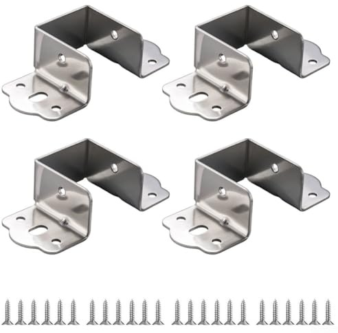 Sturdy 4PCS U Shaped Bed Rail Brackets Reliable Metal Support for Bed Frames (silve 40mm)