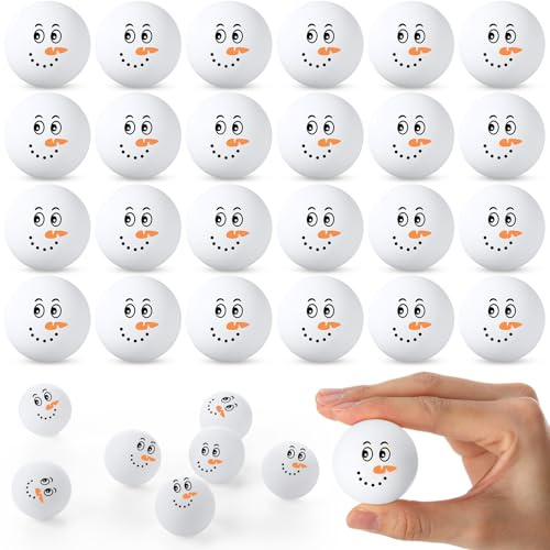 Soulchen 24 Pcs Table Tennis Balls Plastic Novelty Table Tennis Stress Props 40 mm for Party Playing Beach Decor Beer Game Party Favors(Winter)