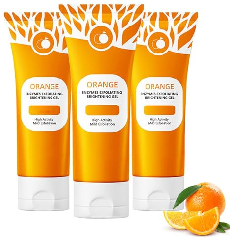 Orange Exfoliating Gel, Orange Gel Exfoliante Facial Hombre con Enzimas de Naranja, Facial Hidratante Y Purificante Limpieza Profunda E Hidratación para Rostro Y Cuerpo(3pcs)