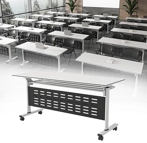 Vikbara mötesbord, modernt mobilt mötesbord med tysta hjul, multifunktionellt studiedisk för hem, kontor och konferensrum 120cm