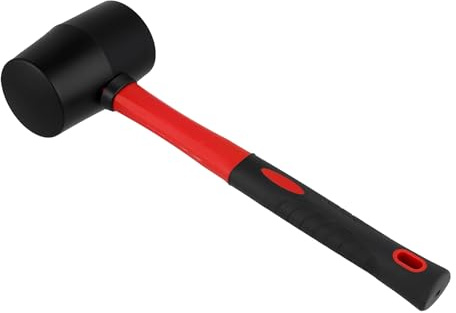 LEXININ Maillet en caoutchouc, 473,6 g, 290 mm x 93 mm x 58 mm, rouge et noir, marteau de travail du bois pour le camping