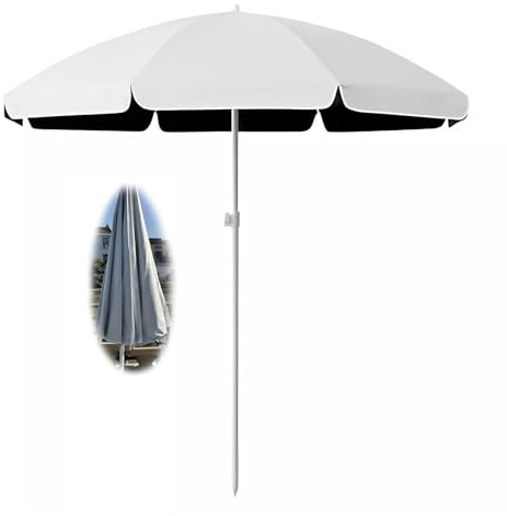 Parasol portable de 300 cm, parasol de plage avec mât en acier de Ø 32 mm, parasol UV50+, pour jardin, balcon, piscine, grand parasol pour une protection maximale