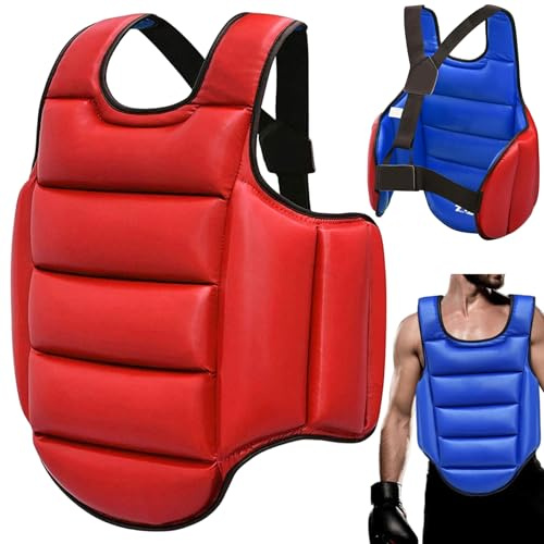 DAGLLGEW Protection de Corps de Boxe, Plastron réversible, équipement Taekwondo réglable, équipement d'entraînement Boxe en éponge 160-180 cm, pour l'entraînement