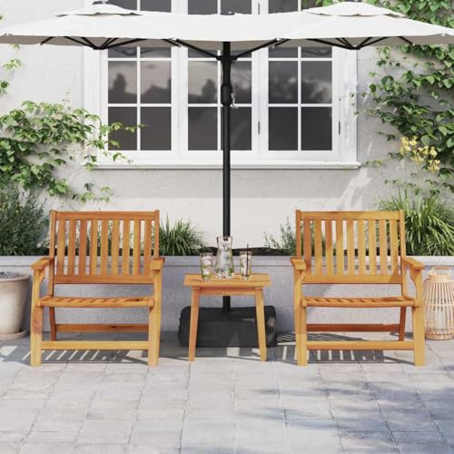 Frdhee Balkon Möbel, Loungesofa, Gartenmöbel, Terrassenmöbel, Outdoortisch-Set 3 pcs Braun Massivholz Akazie Fürs Terrasse, Hausgarten, Gartenrestaurant