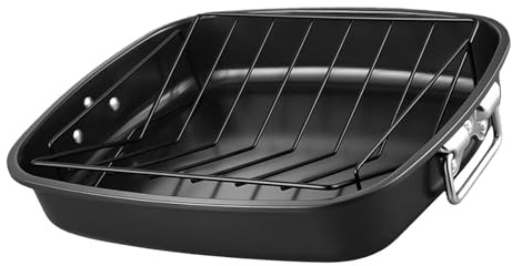 QIAOLIDA Sartén profesional de acero al carbono de 17 pulgadas con estante en forma de V, bandeja de horno de gran capacidad para horno