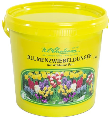 Chrestensen HHG Blumenzwiebeldünger NPK 8+5+5 mit Wühlmaus-Abwehr | - 1kg Organischer Dünger für Tulpen, Narzissen & Krokusse