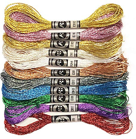 Redsea 11 Skeins Glitter Embroidery Floss Cross Stitch Thread Metallic Embroidery for DIY Embroidery Thread Crafts