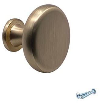M4TEC Möbelknopf Möbelgriff Schubladengriff Knopfgriff Schlafzimmer Küchenschrank Messing gebürstet VD5 Serie: 33 mm