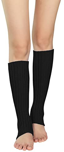 Durio Stulpen Damen Extra Warm Beinwärmer Winter Strick Häkelarbeit Legwarmers Verdicken Stricken Beinstulpen Damen Schwarz Einheitsgröße