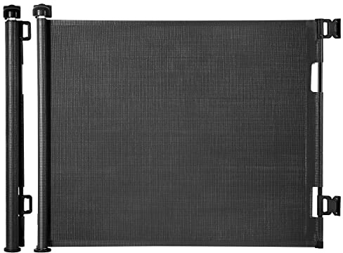 Barrière de Sécurité Escalier Rétractable pour Bébés et Chiens(0 à 180 cm), Barriere de Securite Enroulable pour Escaliers Enfant ou Animaux de Compagnie, pour Les Escaliers/Portes/Couloirs, Noir