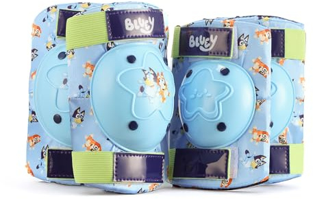Bluey Elbow and Knee Pads for Kids, Protective and Comfortable Outdoor Gear Set for Ages 3+ with Adjustable Velcro Straps, Shock Absorption, Bike Knee Pads for Boys and Girls
