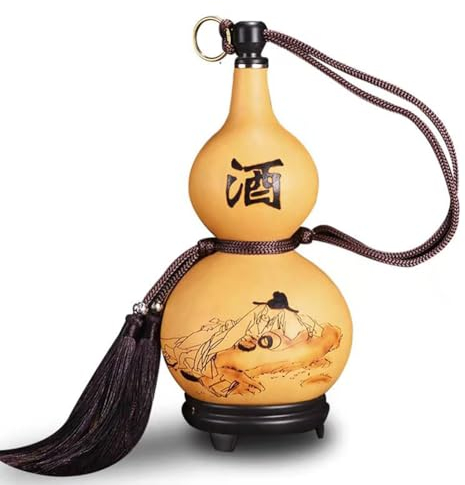 TT-YEC Brocca Cinese Per Zucca Di Sake Naturale, Brocca Per Vino Antica Portatile All'aperto Con Tappo in Gomma, Anti-Penetrazione Di Cera D'api, Brocca Per Servire Zucca