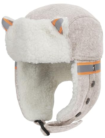 Unisex Kids Winter Thermal Earmuffs Hat Cold Weather Windproof Warm Cozy Earflaps Cap Cute Cat Ears Beanie Cap with Fleece Lining Ear Flaps Adjustable Head Warmer for Girls Boys
