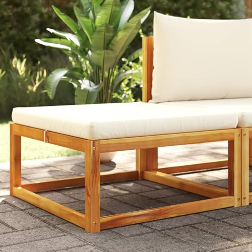 Xichuzi Gartenhocker mit Kissen 65x65x29 cm Massivholz Akazie, Balkon Hocker, Fusshocker Garten, Hocker Garten, Fußhocker Für Sessel, Gartenmöbel Hocker - 4008158