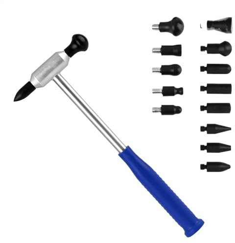 Ruwshuuk Martillo removedor de abolladuras – Martillo de rosca con 15 cabezales, eliminación de daños automotrices, juego completo de reparación para camiones