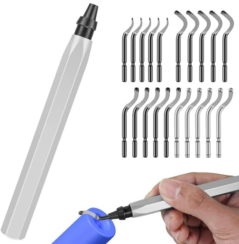 Kznifmk Herramienta de Desbarbado con Cuchillas de Acero de Alta Velocidad, Cabezal Giratorio de 360 Grados, Herramienta Profesional de Eliminación de Rebabas para Metal, Resina,C