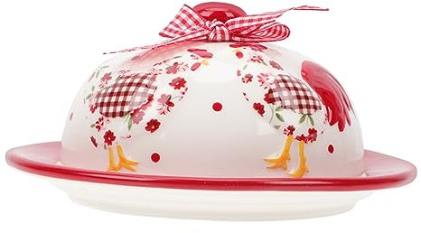 HOLIDYOYO Beurrier En Porcelaine Écrasée Grand Beurrier Rond Fantaisie Délicat Plateau À Desserts Plateau À Biscuits Avec Couvercle Céramique