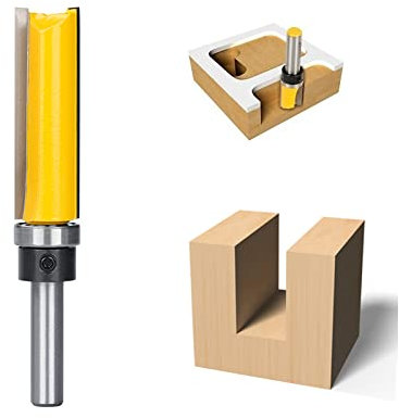Fresa de mango de carburo sólido ， Broca de fresadora con plantilla de hoja de 5/8 y vástago de 8 mm con rodamiento de ajuste al ras (19 x 8 x 50 x 94 pulgadas)