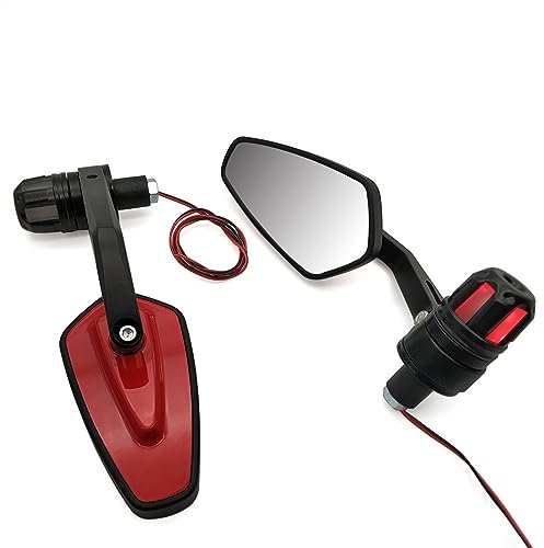 Lenkerendenspiegel Motorrad Für S&UZUKI für GSX-R 600 750 1000 K1 K2 K3 K4 K5 K6 K7 K8 K9 22 mm Motorrad-Lenkerende mit Blinker-Seitenspiegel Rückspiegel(E)