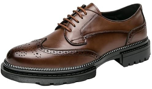 Onewus Män Brogues Oxford skor spetsig tå affärsliv fritid bekväm mjuk sula, BRUN, 39 EU