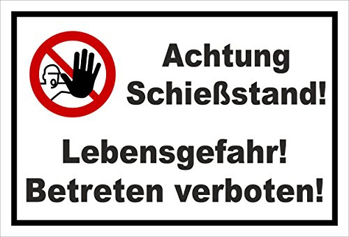 Melis-Folienwerkstatt Schild Verbotszeichen - Schießstand - Lebensgefahr – 60x40 cm – 3mm Aluverbund – mehrere Größen/Materialien