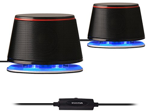Sanyun SW102 Altoparlante per computer, 5Wx2, piccolo volume e forte accento, 2,0 altoparlante stereo con interfaccia audio USB da 3,5 mm, altoparlante da tavolo per PC portatile, nero