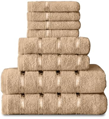 Gaveno Cavailia Cesto 8 Pezzi Boston Set di Asciugamani, 100% Cotone, Naturale, 8Pc Bale Set