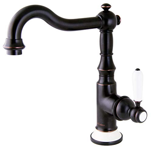 PaulGurkes Nostalgie Waschtischarmatur schwarze Küchenarmatur im Retrodesign Wasserhahn Mischbatterie Einhandmischer Antik Landhausstil Vintage Küchenwasserhahn Keramikeinlage