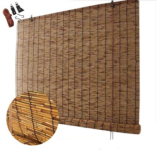 Bambusrollos-Rollläden-Vorhang aus Schilf,Retro Strohjalousien Vorhang,Sonnenschutz/Lichtdurchlässige Roll-Up-Jalousien,Hochwertige Home Decoration Lift Curtain,Customized(80x100/32X39in)