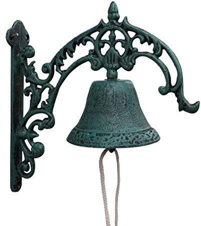 ZZYE Türglocke Gusseisen Cast Iron Bell - Eisentürklingel, Innen- und Außenwand Glocke, Rassel Gartenhof Wand, Willkommen Wand Türklingel 10.4x10.6x4.6in türglocke